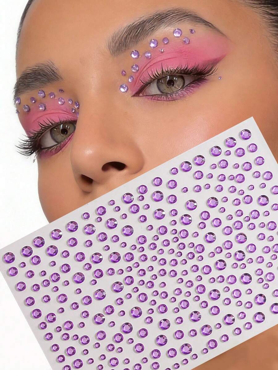 Nail Art Glitter - 1pc Dreamy Purple Sparkling Diamond Face
