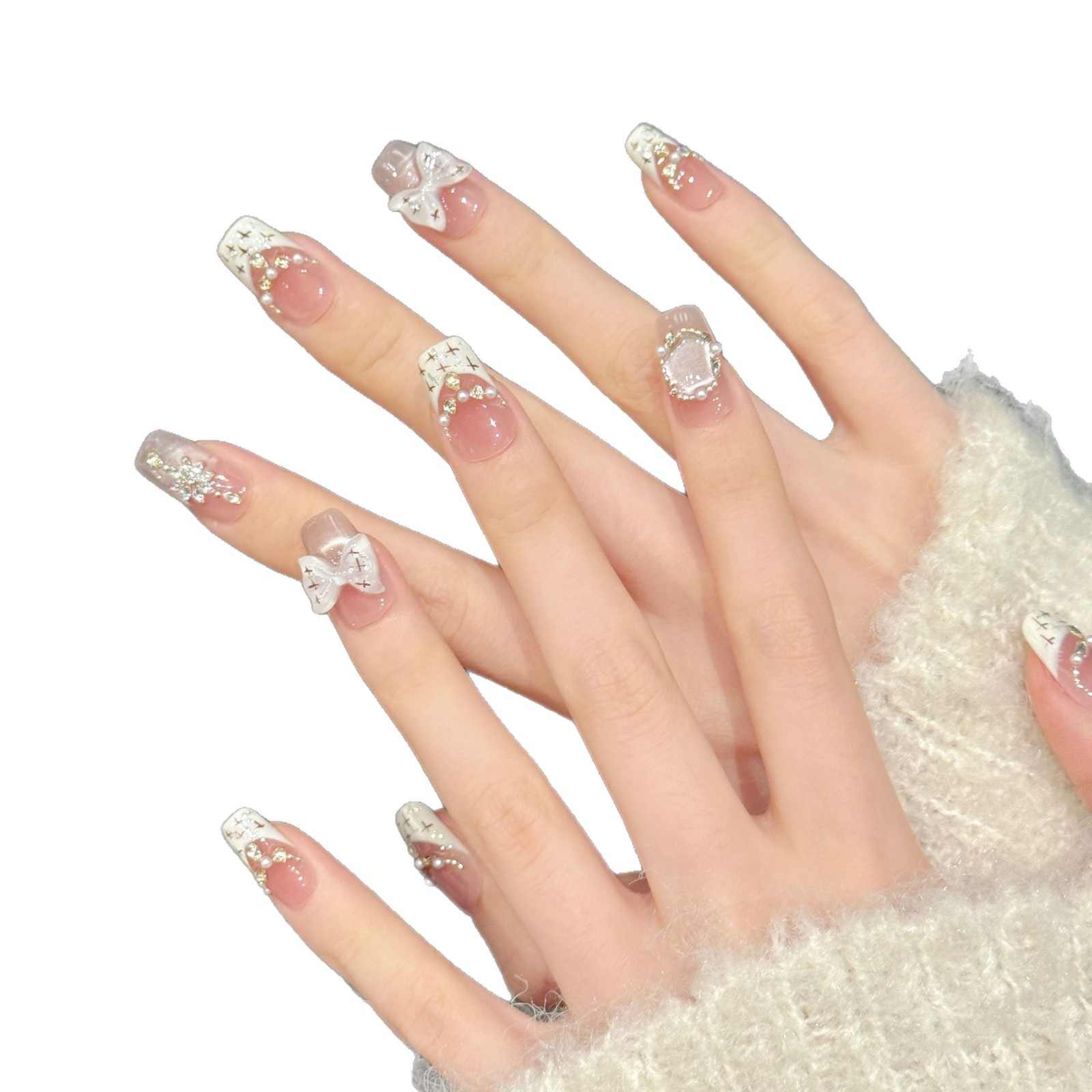 Nail Art Glitter - 10pcs Sweet Style Press on Nails