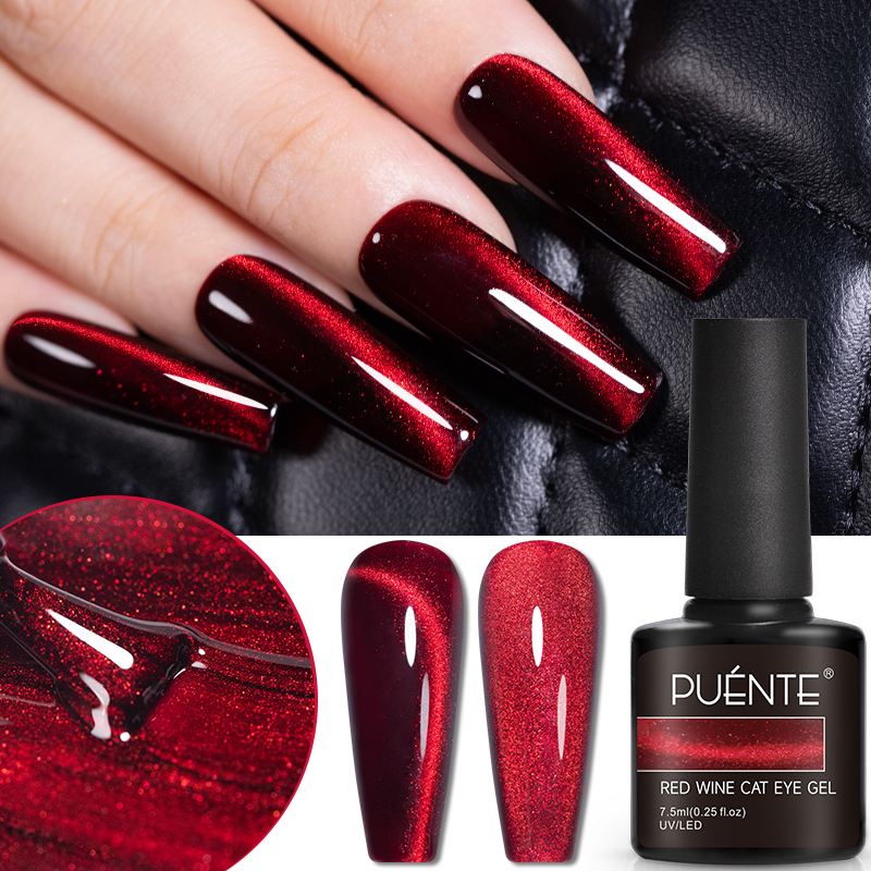 PUENTE 7.5ML Wine Red Cat Eye  - Nail Art Red Wine recension och pris
