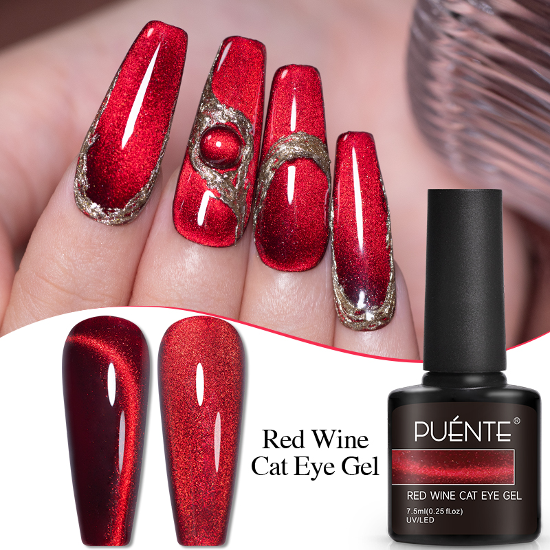 PUENTE 7.5ML Wine Red Cat Eye  - Nail Art Red Wine recension och pris