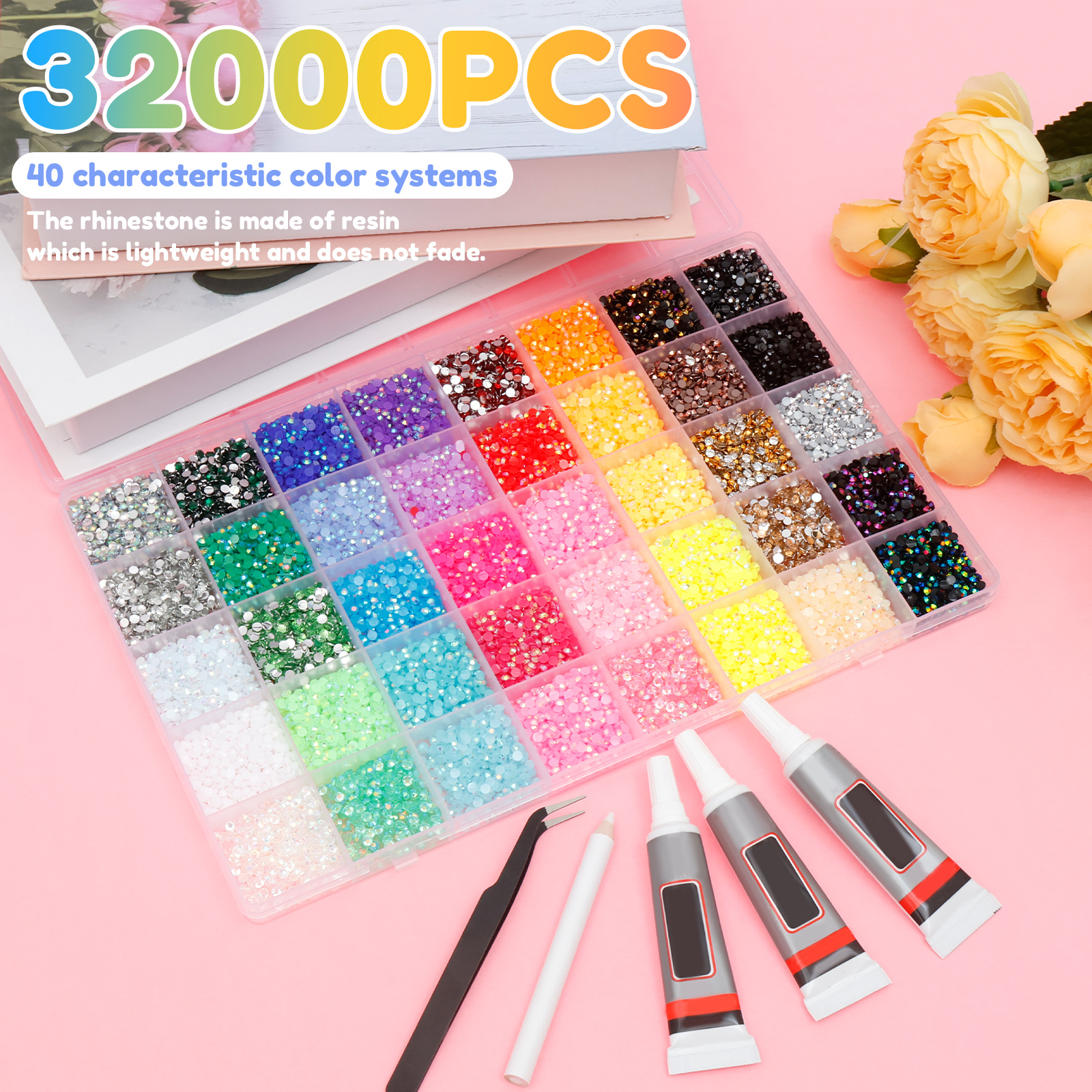 32000pcs Resin Jelly Rhineston - Nail Art Full Color recension och pris