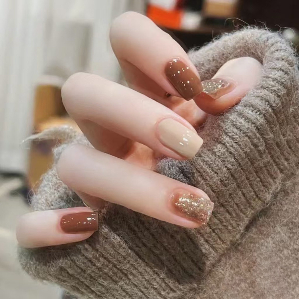 24Pcs Caramel Brown Ombre Glit - Nail Art Ombre Glitter recension och pris