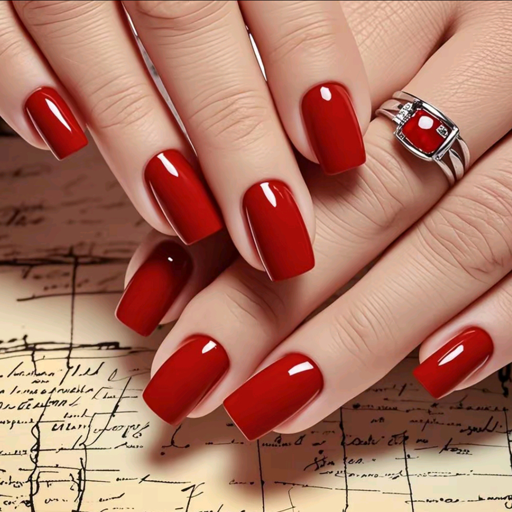 24Pcs Wine Red Long Square Fak - Nail Art Red Wine recension och pris