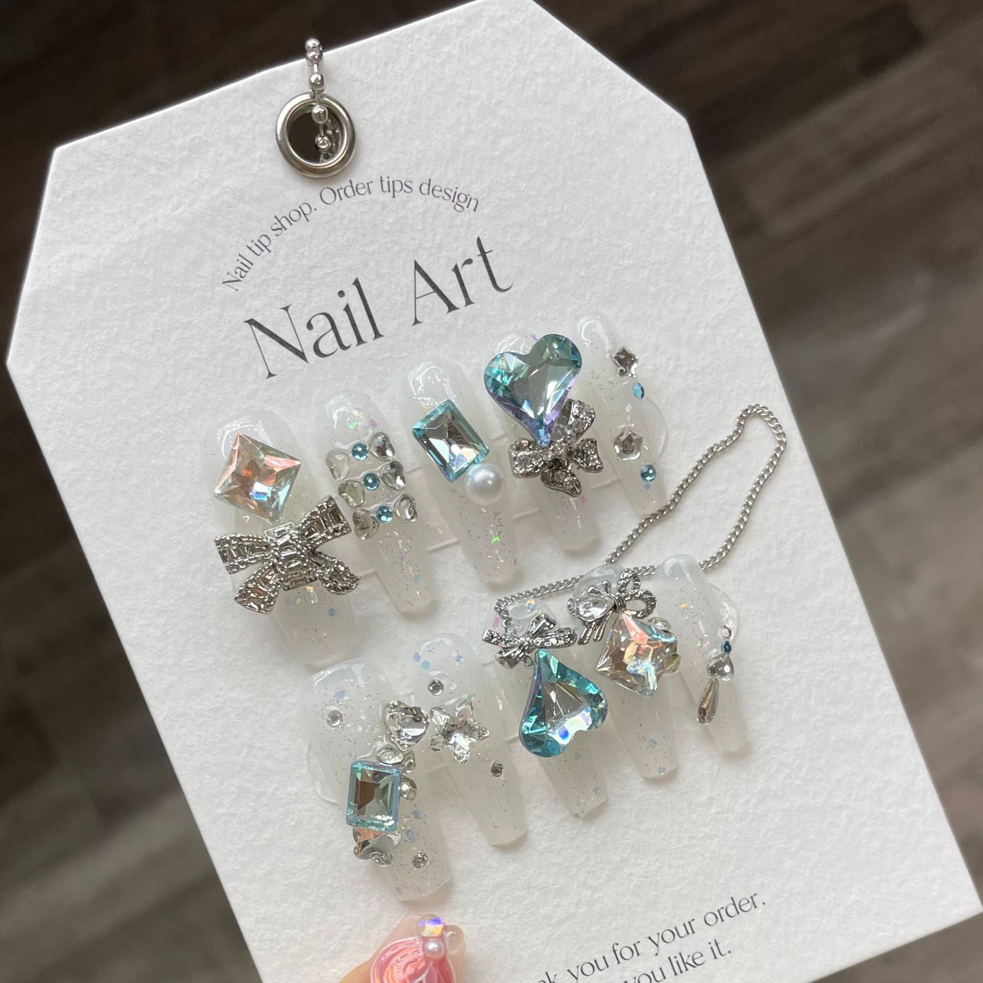 Size S 10pcs Cat Eye Fake Nail - Nail Art Glitter recension och pris