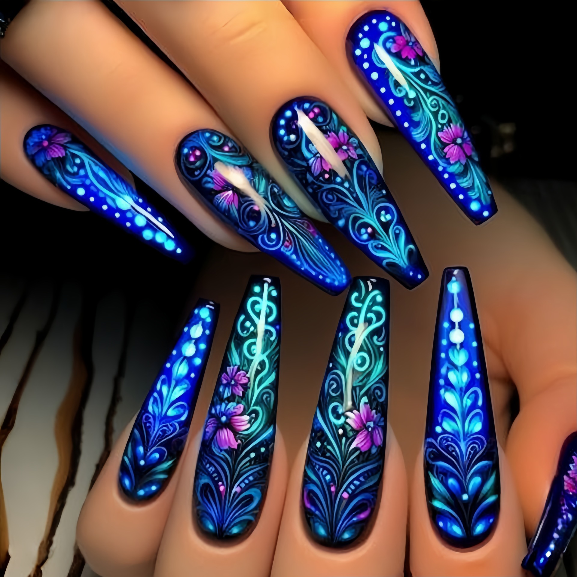 24pcs/set Medium long fake nai - Nail Art Aesthetic recension och pris