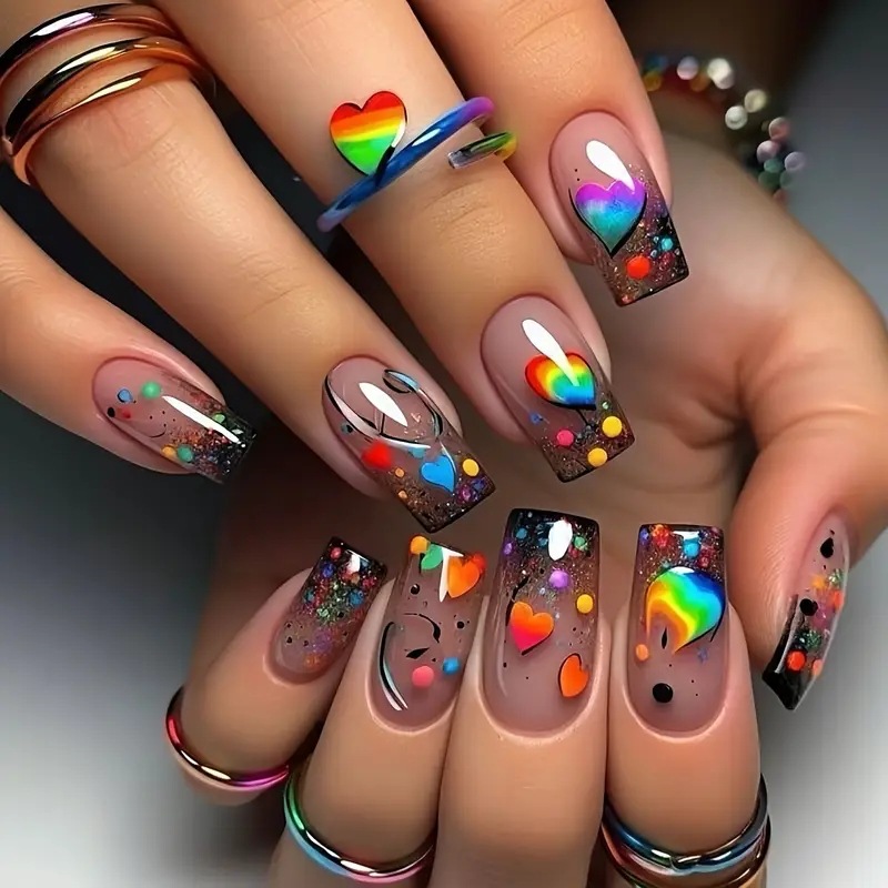 24pcs/set Medium long square f - Nail Art Aesthetic recension och pris
