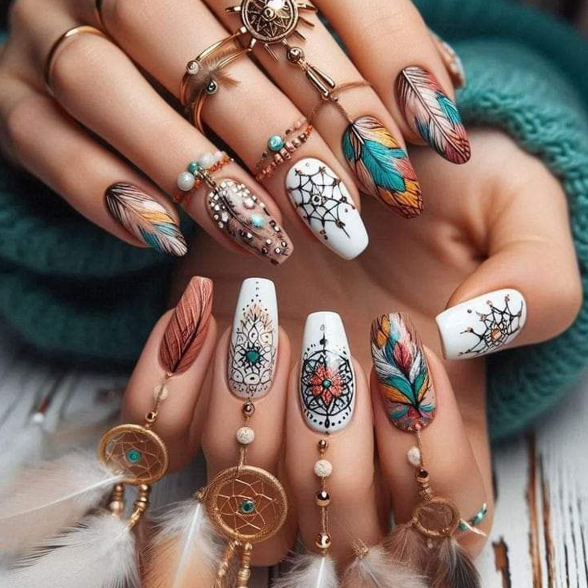 24pcs/set Medium long square f - Nail Art Aesthetic recension och pris