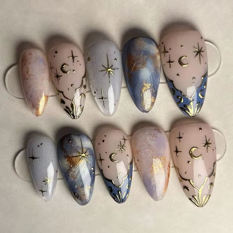 24Pcs Short Almond Nails Set F - Nail Art Ombre recension och pris