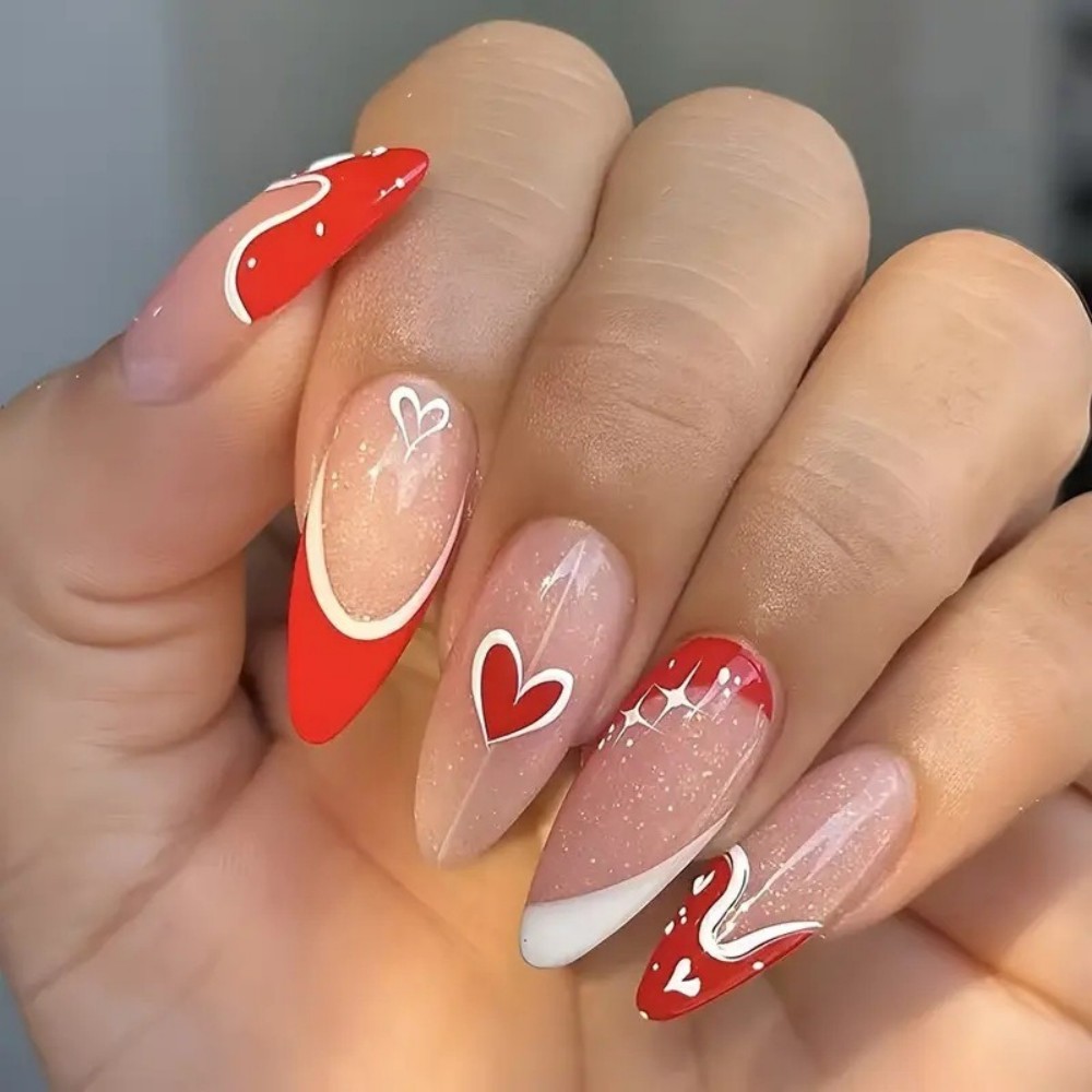 24pcs French Tip Press On Nail - Nail Art Glitter recension och pris