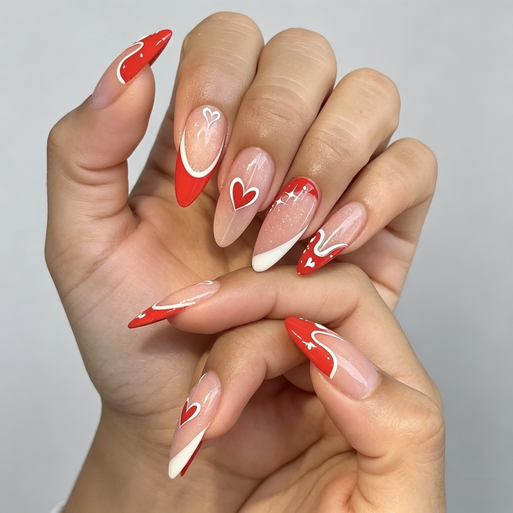 24pcs French Tip Press On Nail - Nail Art Glitter recension och pris