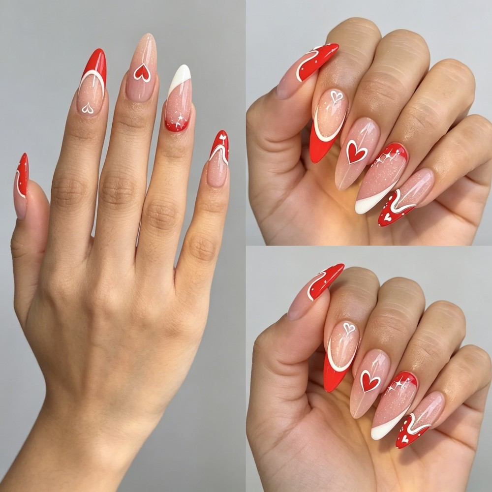 24pcs French Tip Press On Nail - Nail Art Glitter recension och pris
