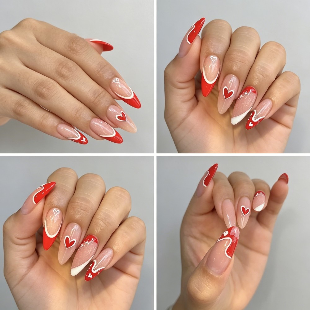 24pcs French Tip Press On Nail - Nail Art Glitter recension och pris