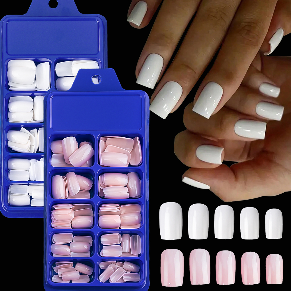 100/120pcs Pink White Press On - Nail Art Ombre recension och pris