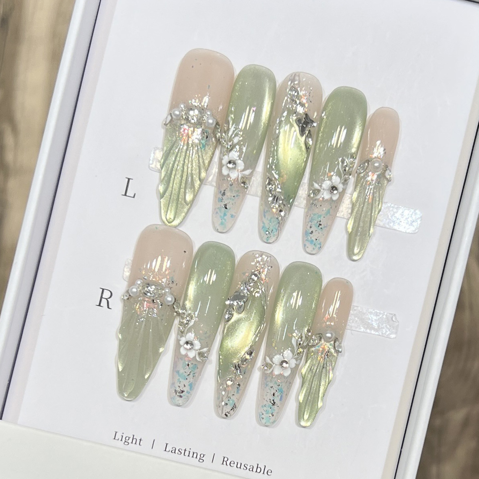 10pcs Long Almond Fake Nails T - Nail Art Aesthetic recension och pris