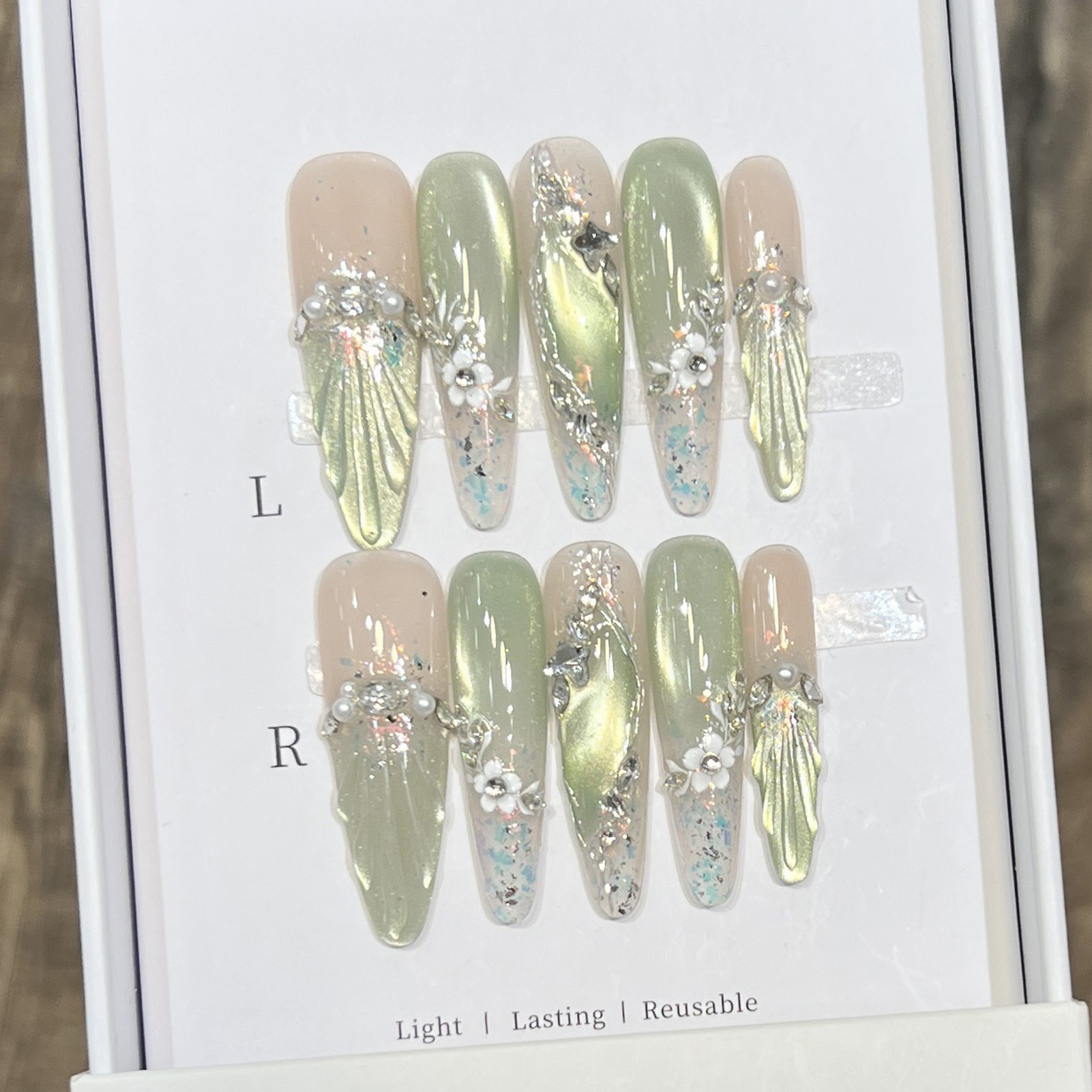 10pcs Long Almond Fake Nails T - Nail Art Aesthetic recension och pris