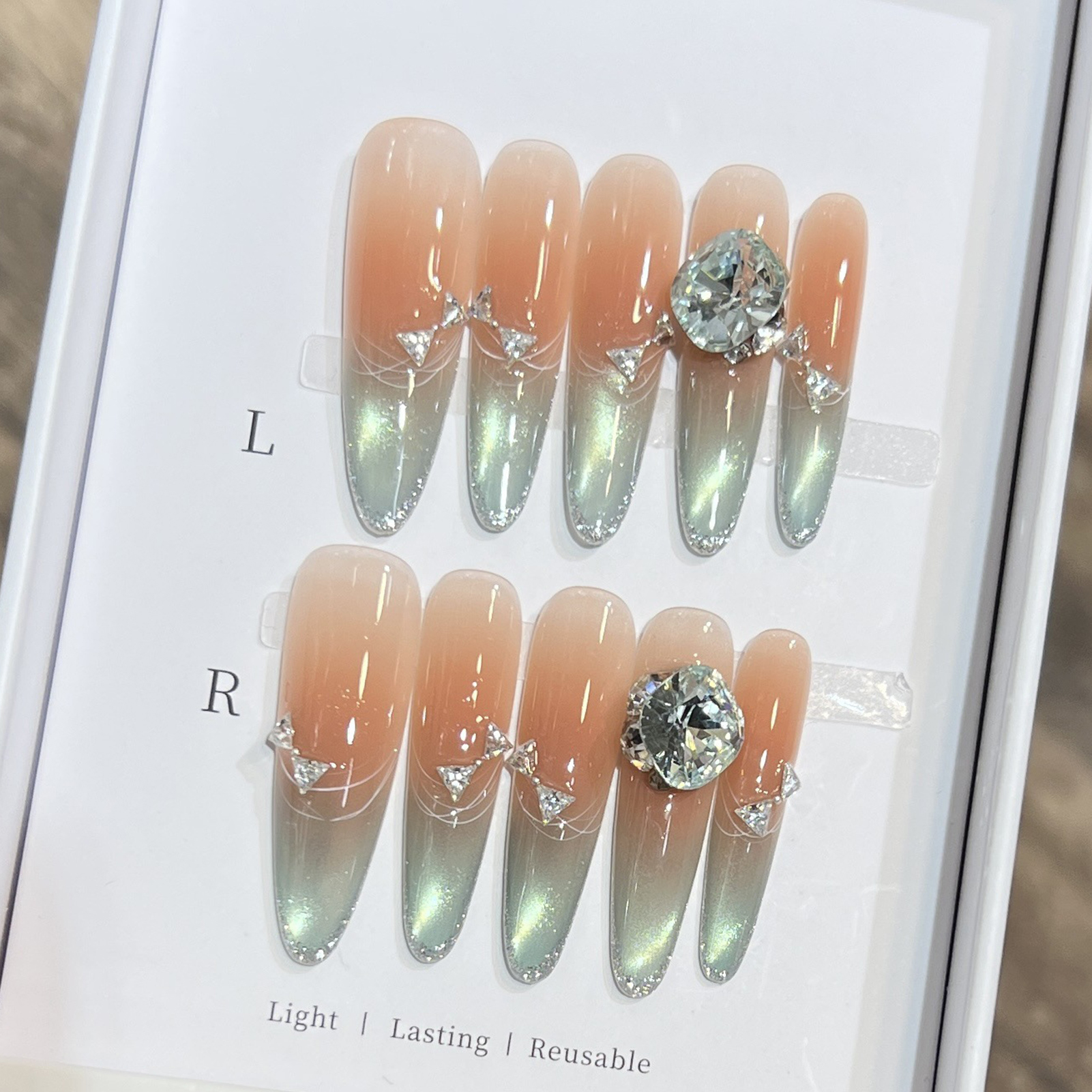 10pcs Long Almond Fake Nails T - Nail Art Aesthetic recension och pris