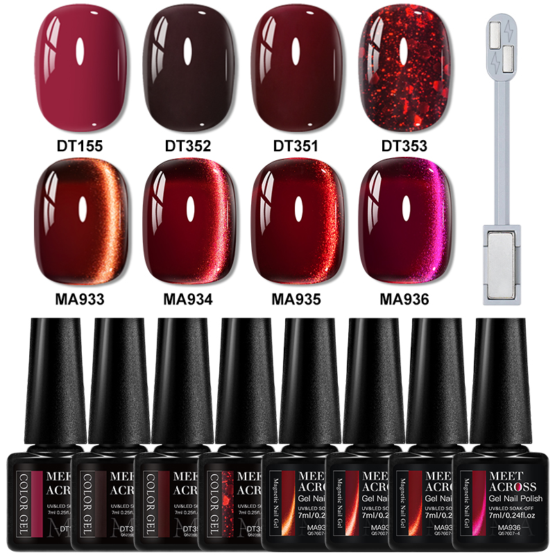 9pcs Red Glitter Cat Magnetic  - Nail Art Red Wine recension och pris