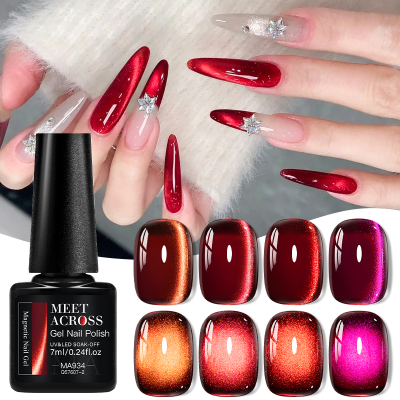 9pcs Red Glitter Cat Magnetic  - Nail Art Red Wine recension och pris
