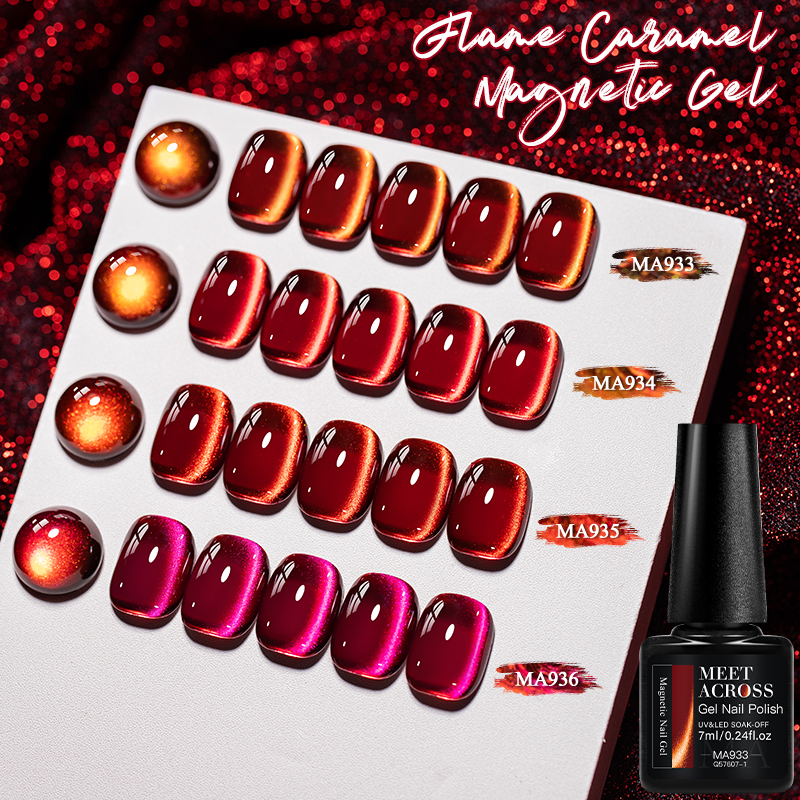 9pcs Red Glitter Cat Magnetic  - Nail Art Red Wine recension och pris