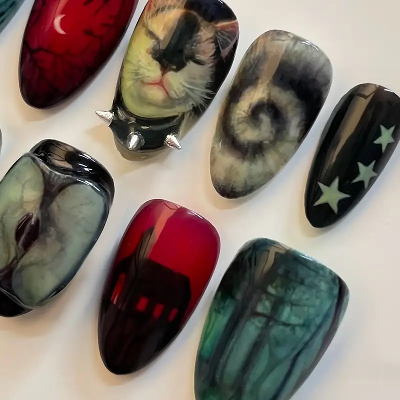 10pcs Dark Black Style Handmad - Nail Art Aesthetic recension och pris