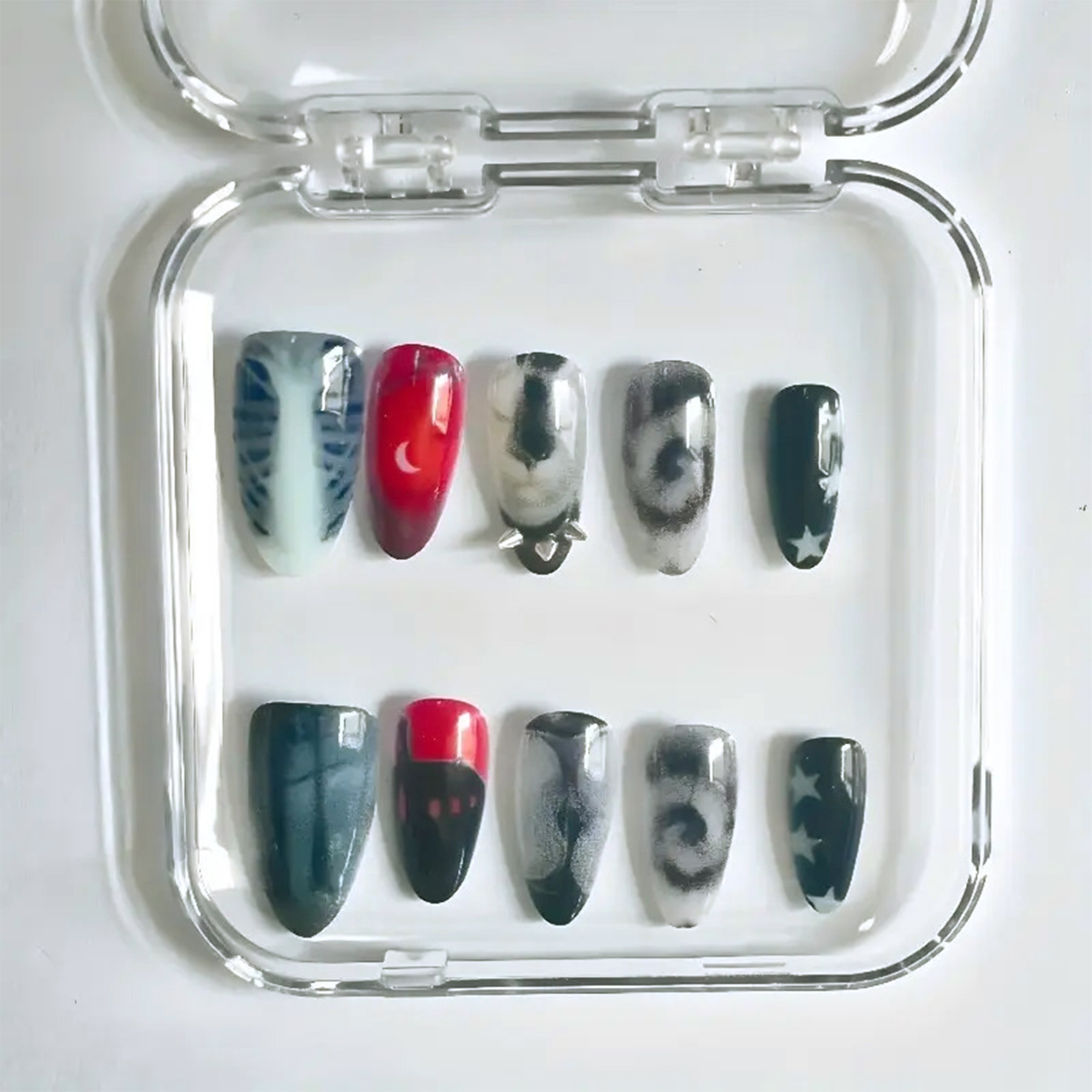 10pcs Dark Black Style Handmad - Nail Art Aesthetic recension och pris