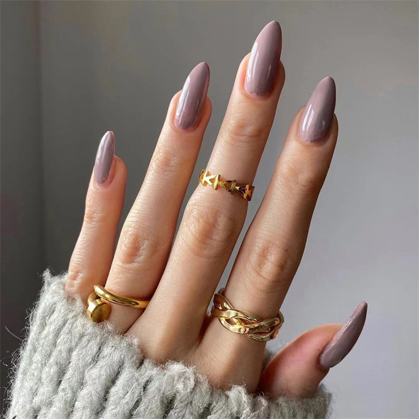 24Pcs/Set Medium Long Solid Co - Nail Art Full Color recension och pris