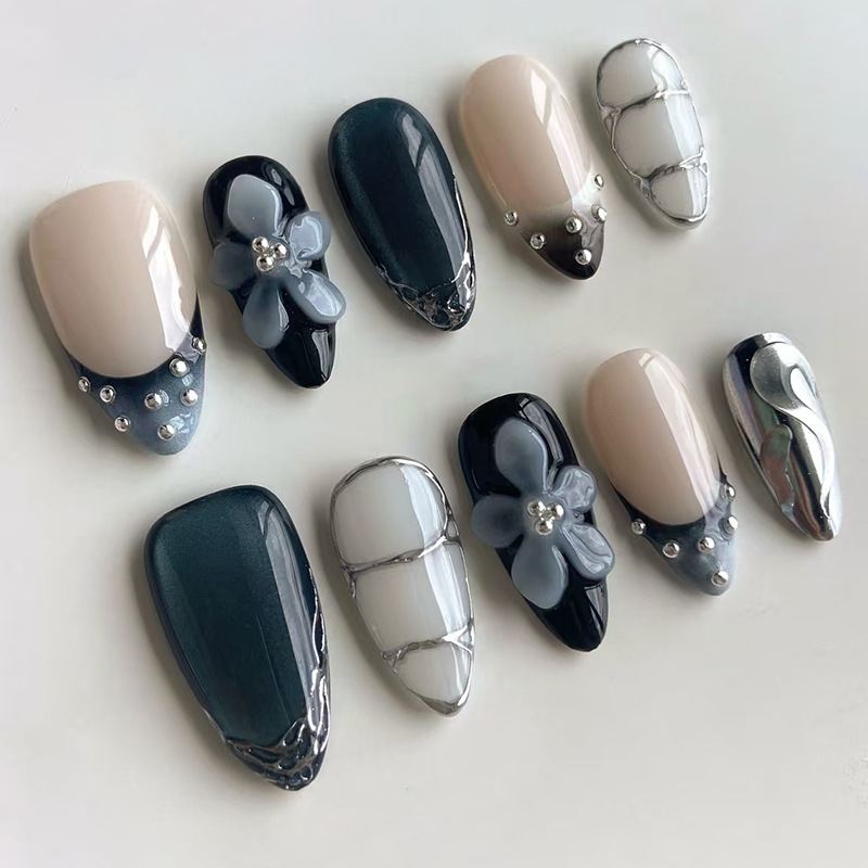 24pcs Flower Long Almond Press - Nail Art Aesthetic recension och pris