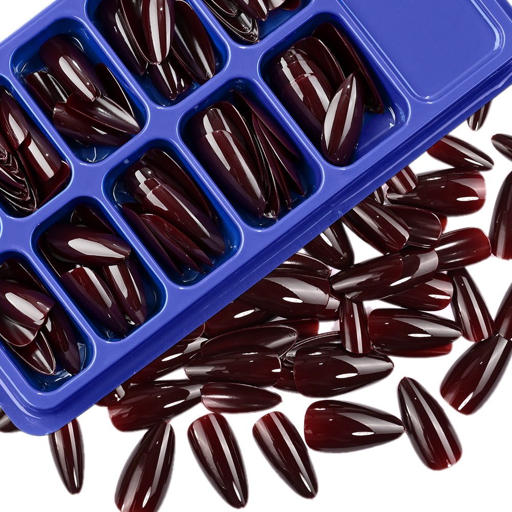 120Pcs Wine Red Short Almond F - Nail Art Red Wine recension och pris