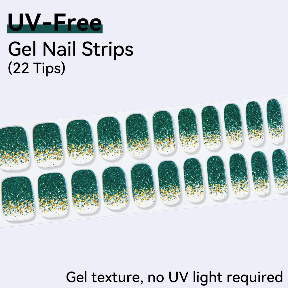 UV FREE Gel Nail Strips 22 Tip - Nail Art Ombre Glitter recension och pris