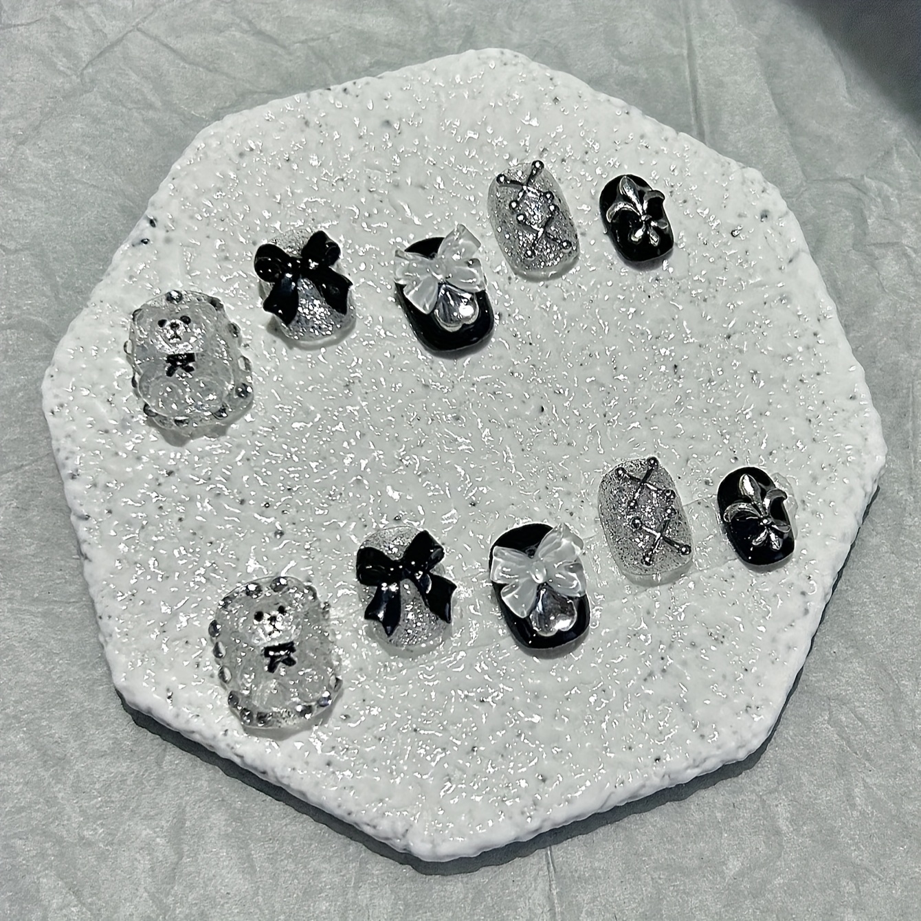 10 PCS Sheer Lace Bear Nail Ar - Nail Art Glitter recension och pris