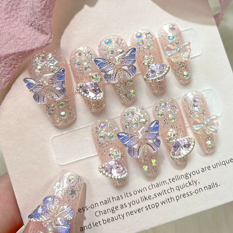 10Pcs Handmade Press On Nails  - Nail Art Xs recension och pris