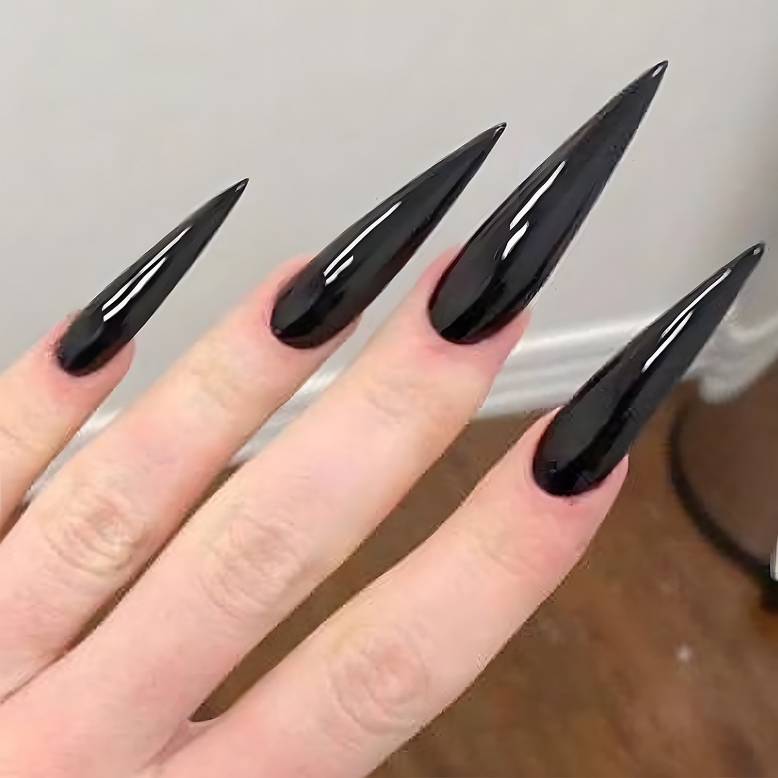 24pcs Glossy Black Fake Nails  - Nail Art Full Color recension och pris