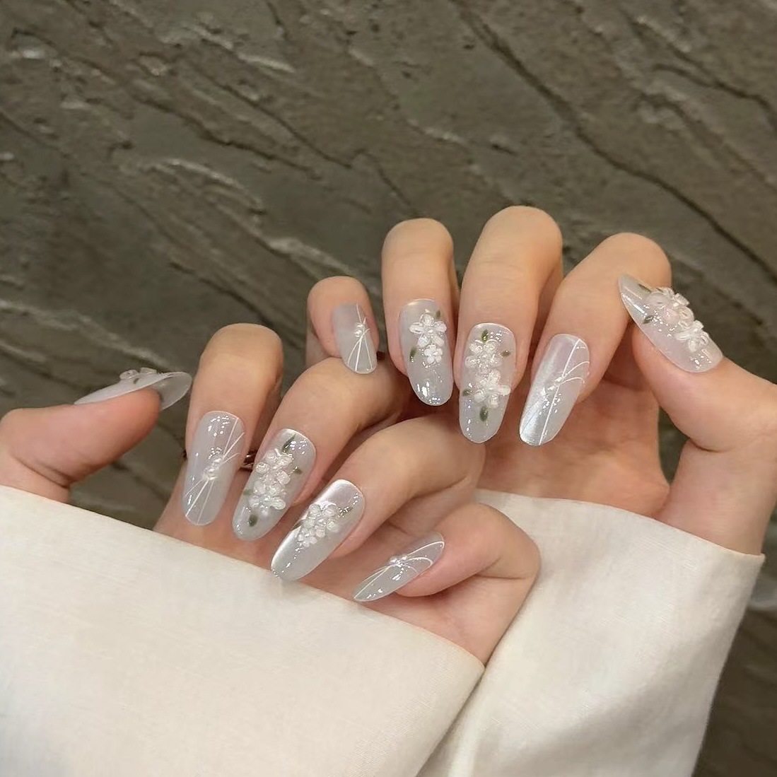 10pcs Glitter Sliver Press On  - Nail Art Glitter recension och pris