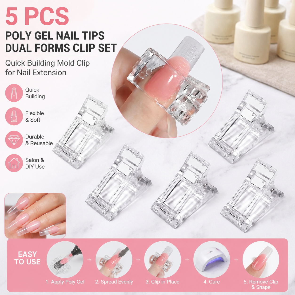5 Pcs Flexible Soft Poly Gel N - Nail Art Ombre recension och pris