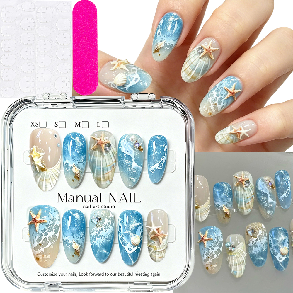 10pcs Ocean Wave Beach Press O - Nail Art Xs recension och pris