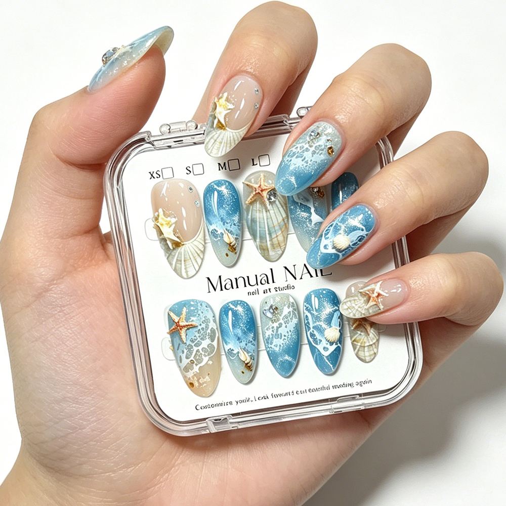 10pcs Ocean Wave Beach Press O - Nail Art Xs recension och pris
