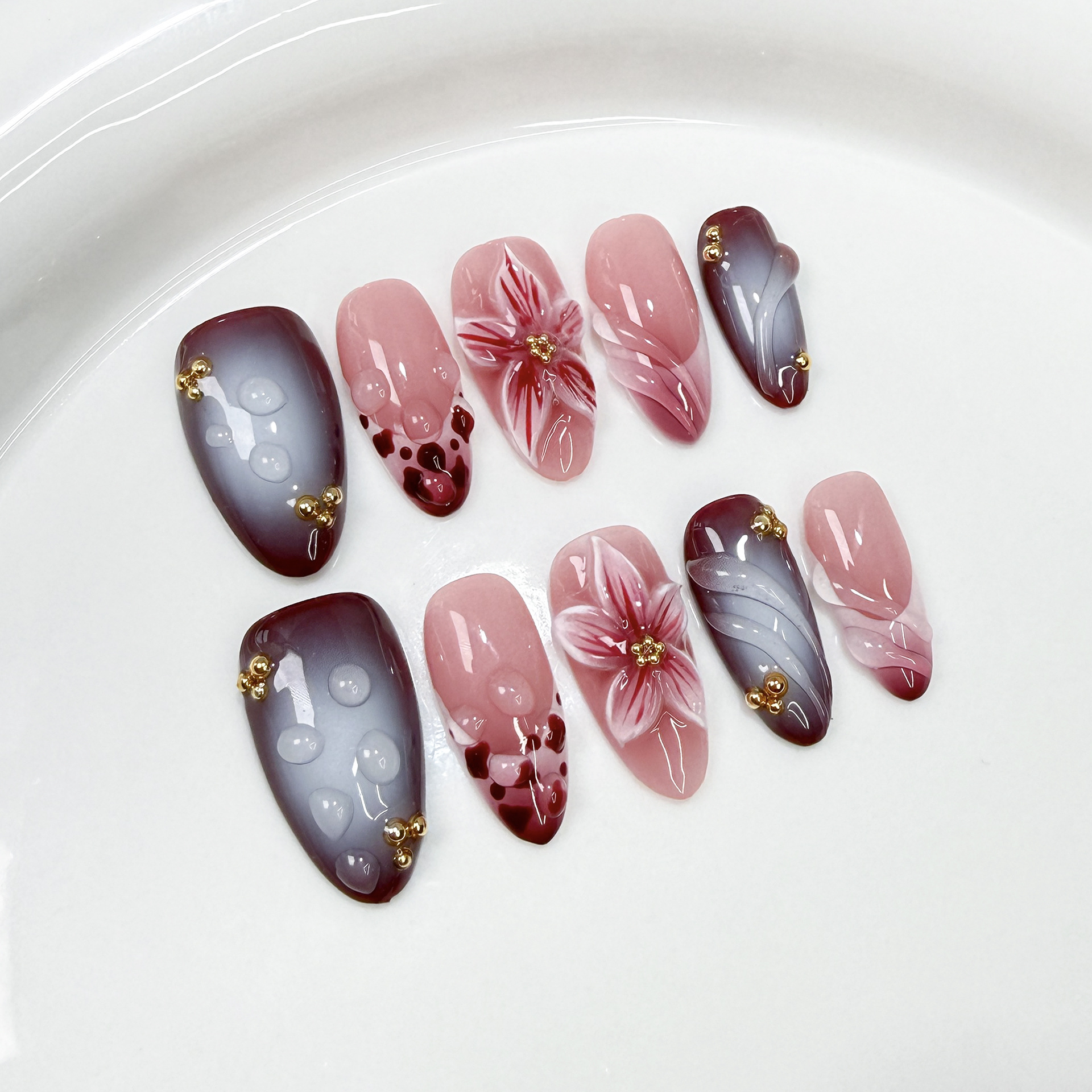 10Pcs Handmade Elegant French  - Nail Art Aesthetic recension och pris