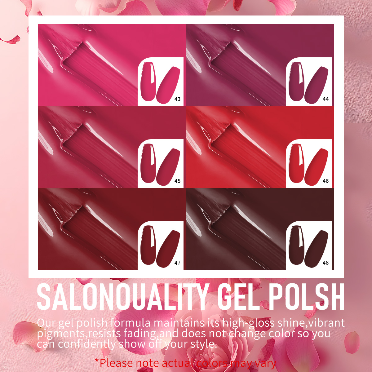 GAVY 6PCS Red Tone Gel Nail Po - Nail Art Red Wine recension och pris