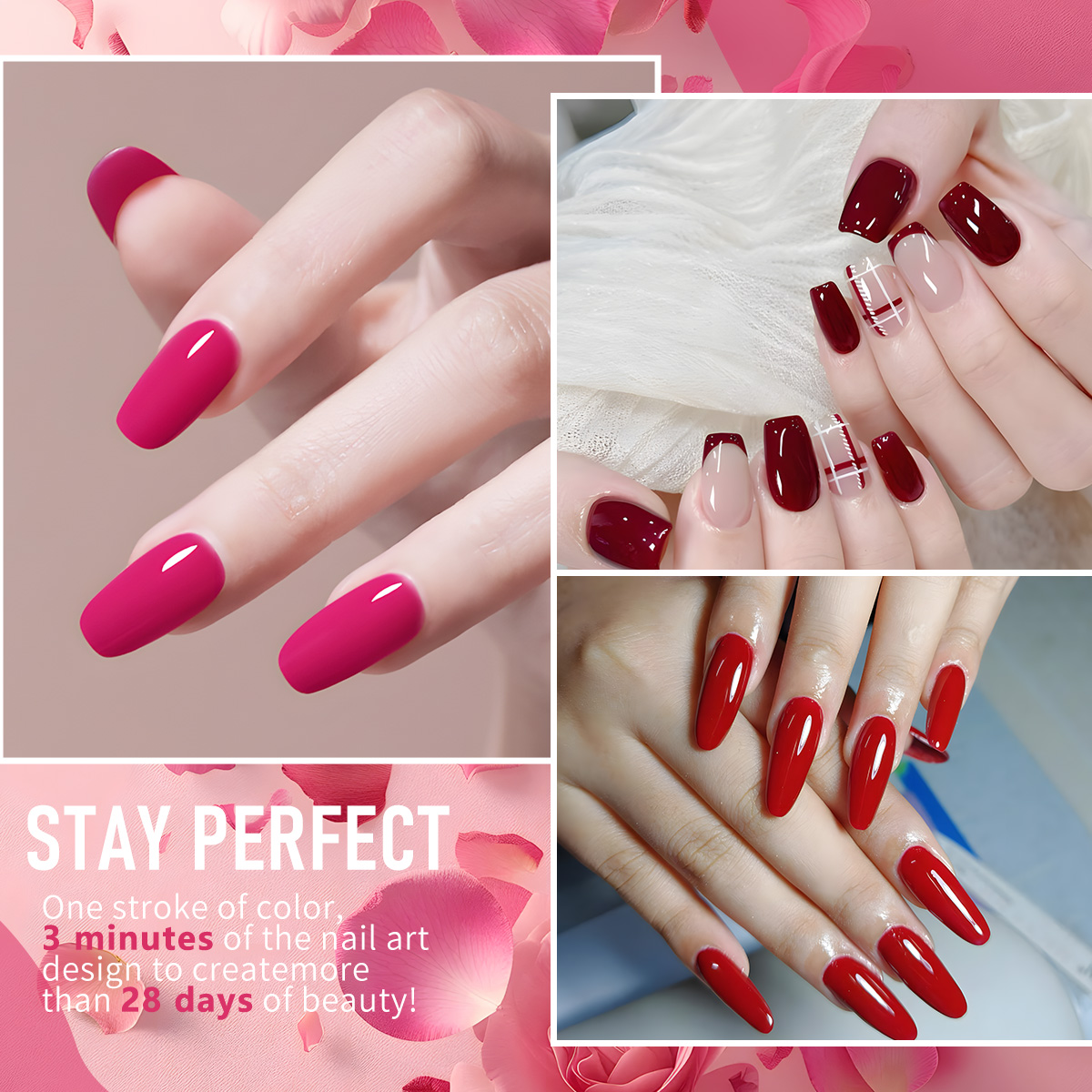 GAVY 6PCS Red Tone Gel Nail Po - Nail Art Red Wine recension och pris
