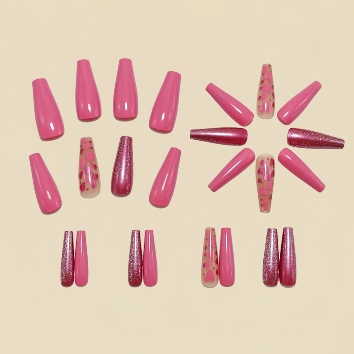 Medium long fake nails Pink bl - Nail Art Aesthetic recension och pris