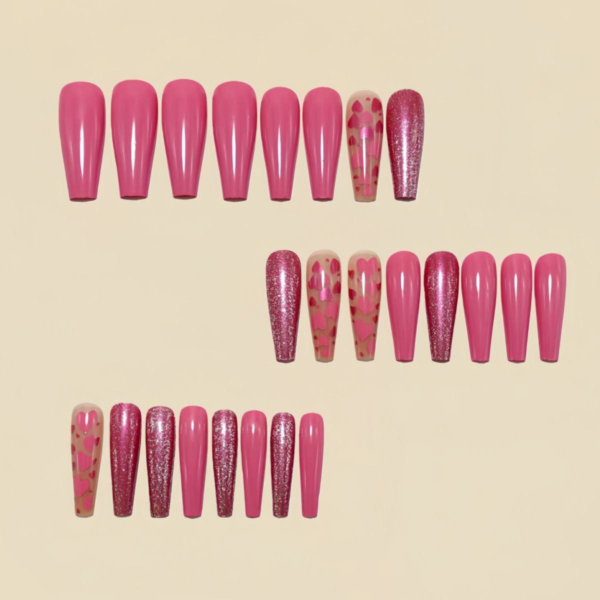 Medium long fake nails Pink bl - Nail Art Aesthetic recension och pris