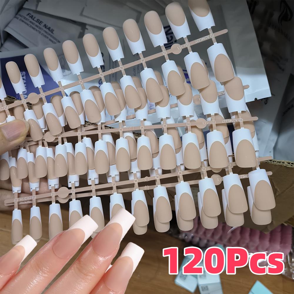 120Pcs Nude French Fake Nails  - Nail Art Aesthetic recension och pris