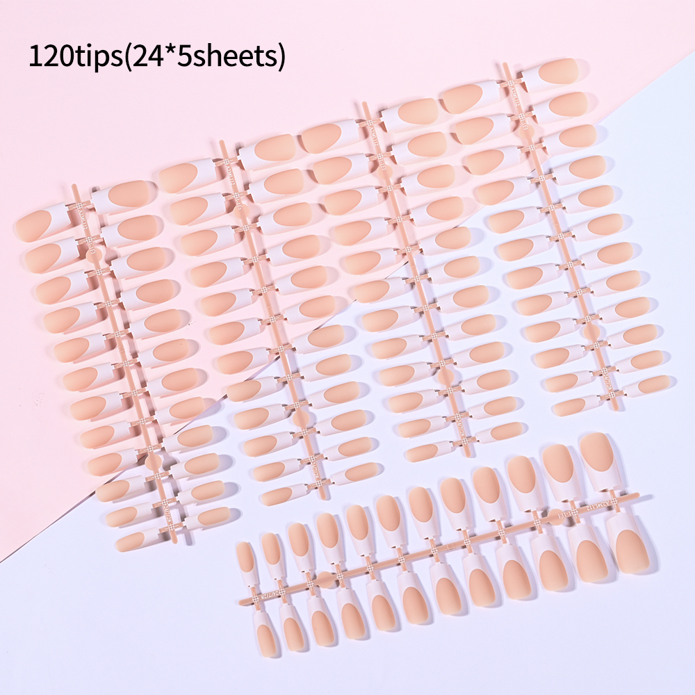 120Pcs Nude French Fake Nails  - Nail Art Aesthetic recension och pris