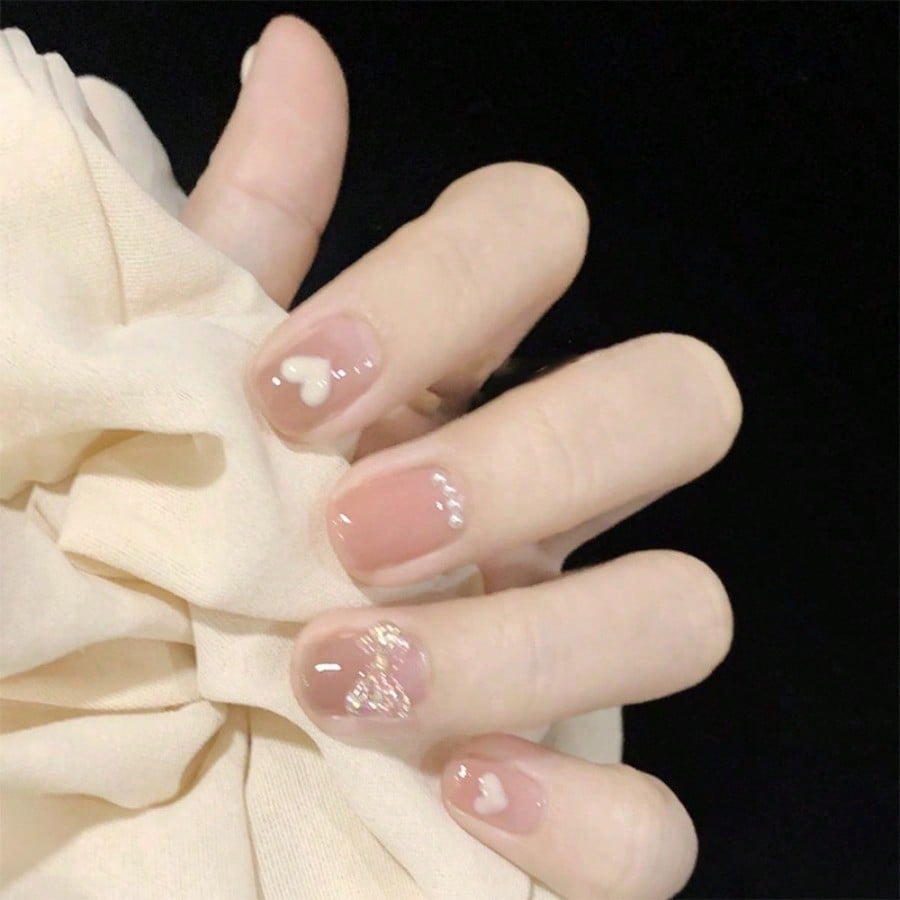 Women Nude Pink Press On Nails - Nail Art Glitter recension och pris