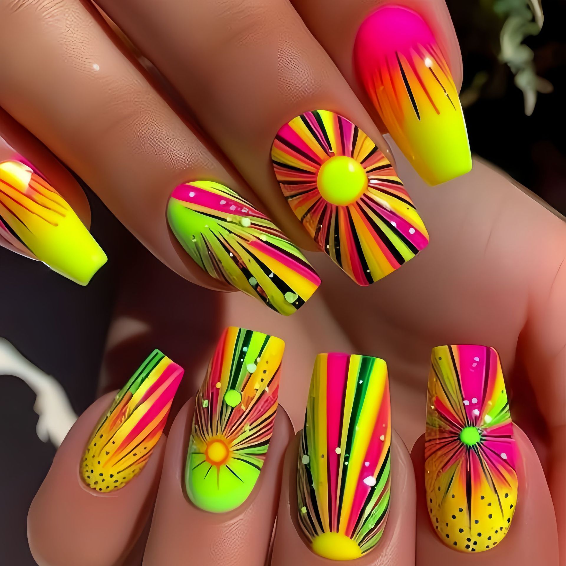 Colorful Ombre Press on Nails  - Nail Art Ombre Glitter recension och pris