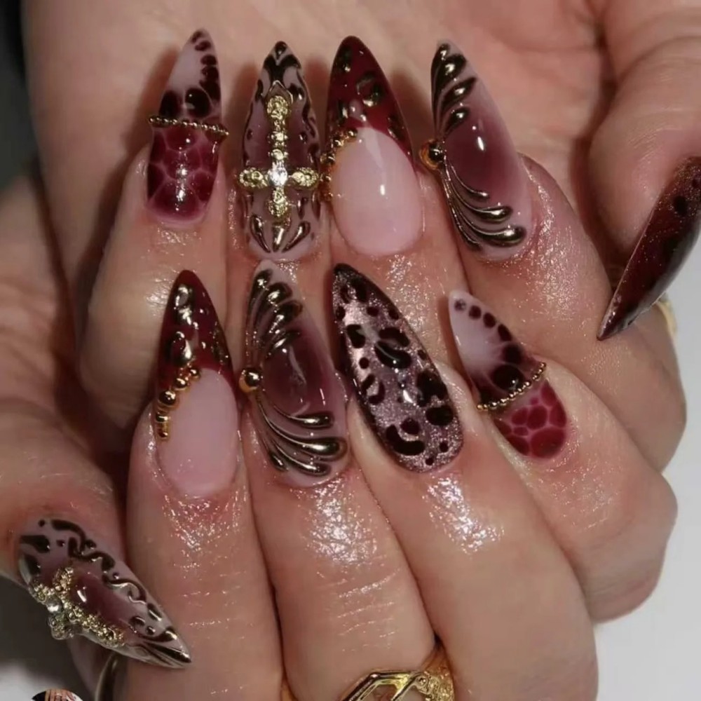 24Pcs Short Almond Fake Nails  - Nail Art Glitter recension och pris