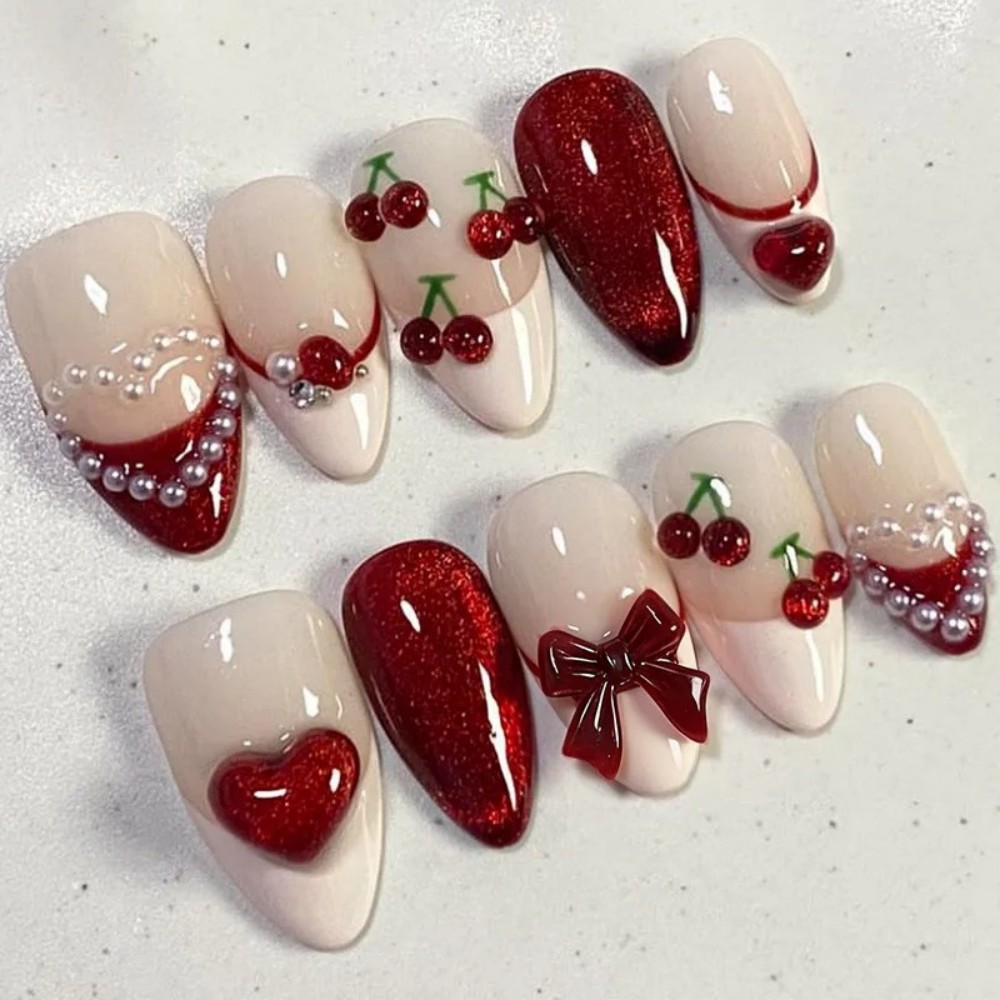 24Pcs Short Almond Fake Nails  - Nail Art Glitter recension och pris