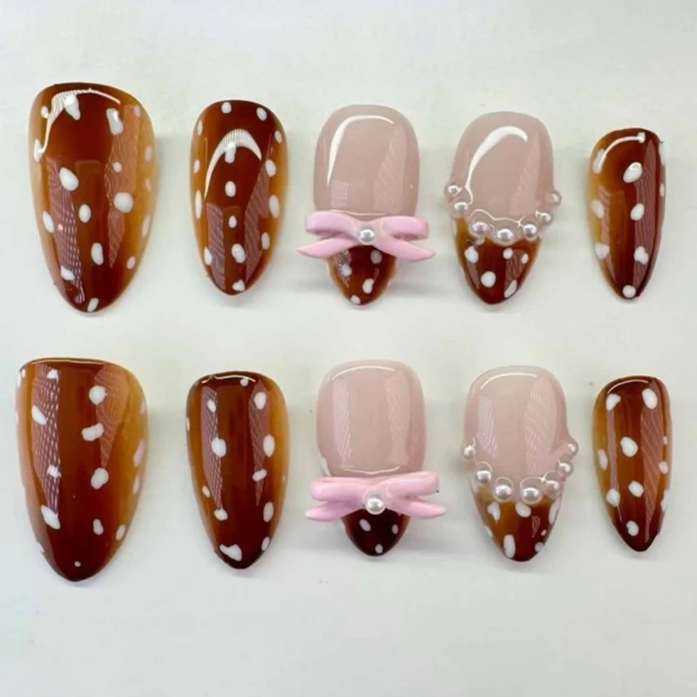 24Pcs Short Almond Fake Nails  - Nail Art Glitter recension och pris