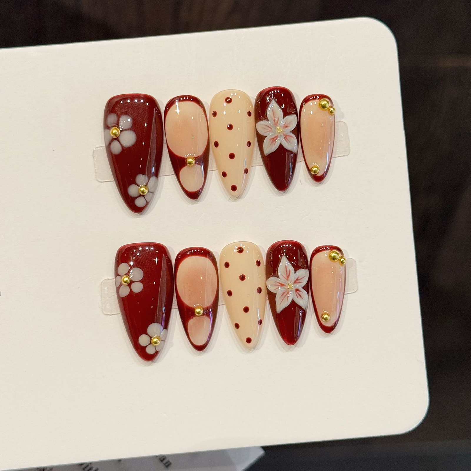 10pcs Handmade Wine Red French - Nail Art Red Wine recension och pris