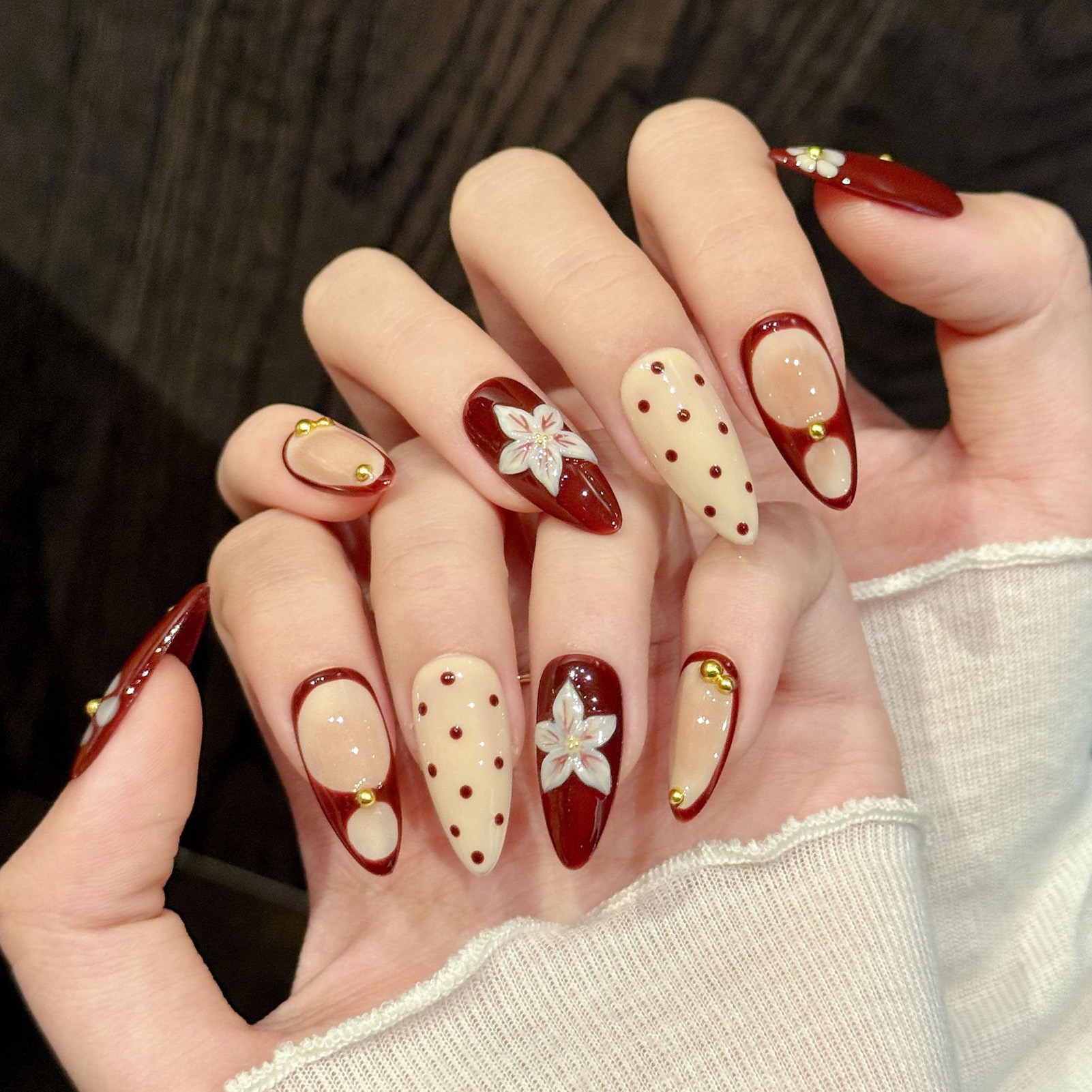 10pcs Handmade Wine Red French - Nail Art Red Wine recension och pris